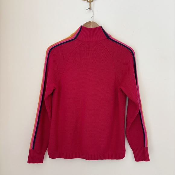 Marine Layer X Lost & Found Retro Snowbird Stripe 1/4 Zip Sweater Medium Red - Picture 5 of 9